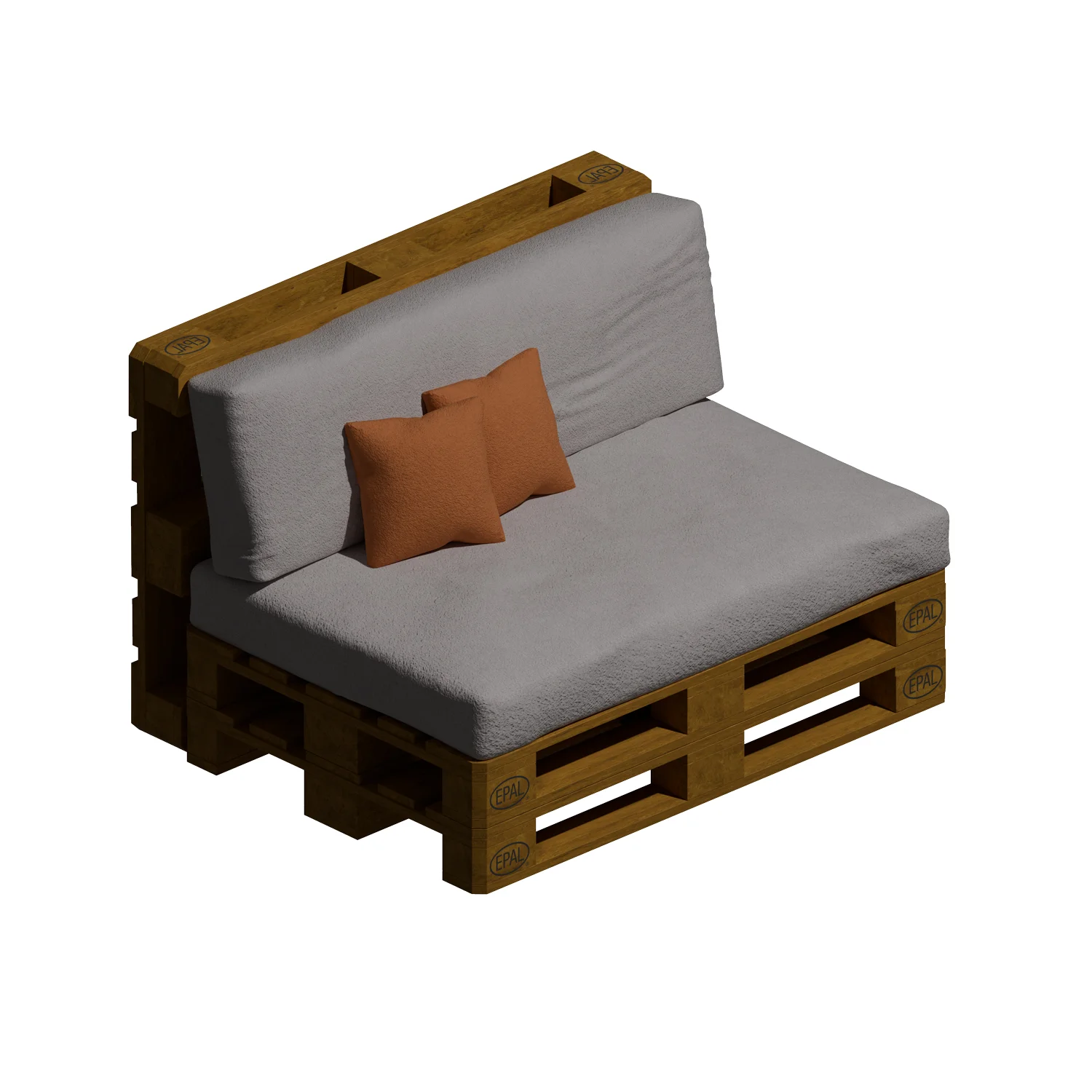 Module de canapé sans accoudoirs en palettes