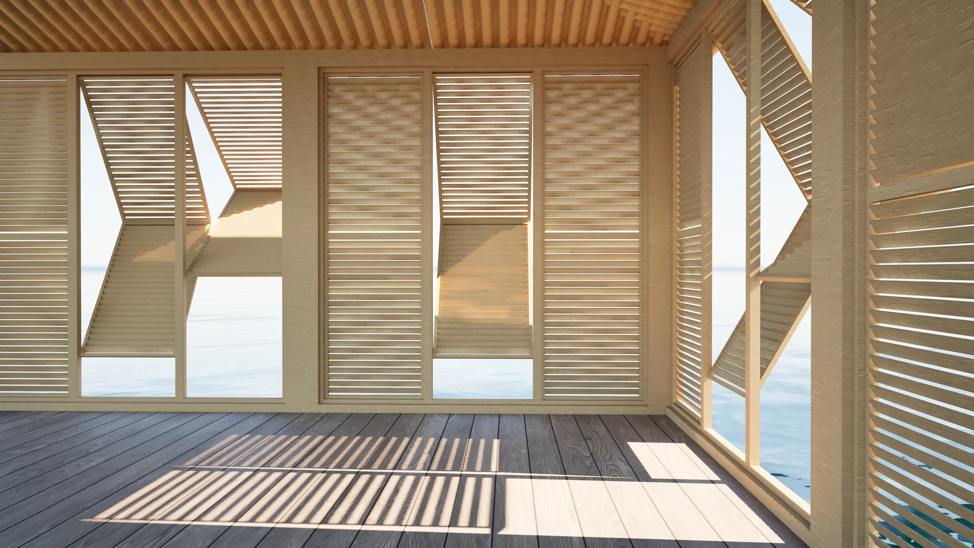 Perspective panoramique d'ensemble du projet HALF ABOVE THE SEA